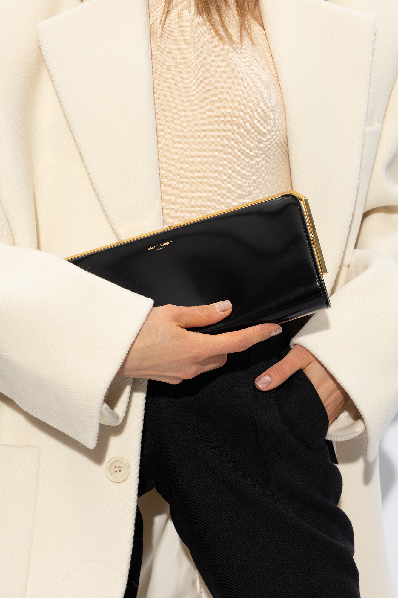 Black Clutch with logo Saint Laurent - Vitkac Canada